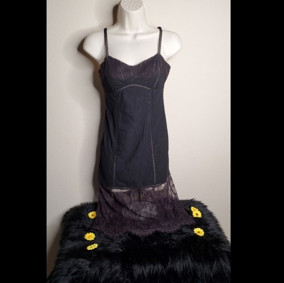 BCBGMAXAZRIA Runway Lace Chemise Slip Dress